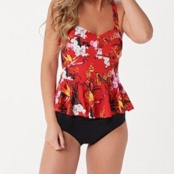 G.I.L.I. Swim Peplum Tankini w/Hi-Waisted Bottom - Picture 1 of 3
